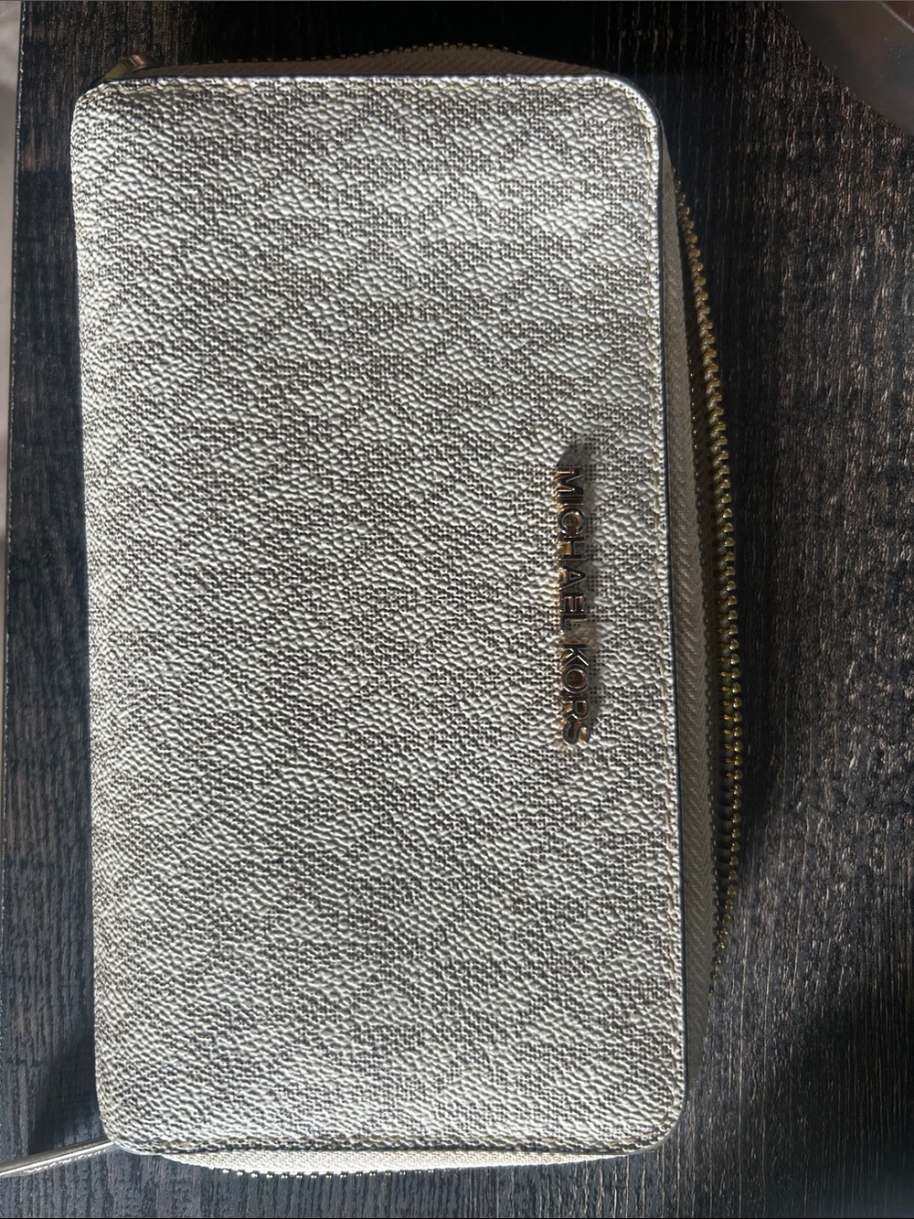 Michael Kors Metallic Silver Zip Wallet